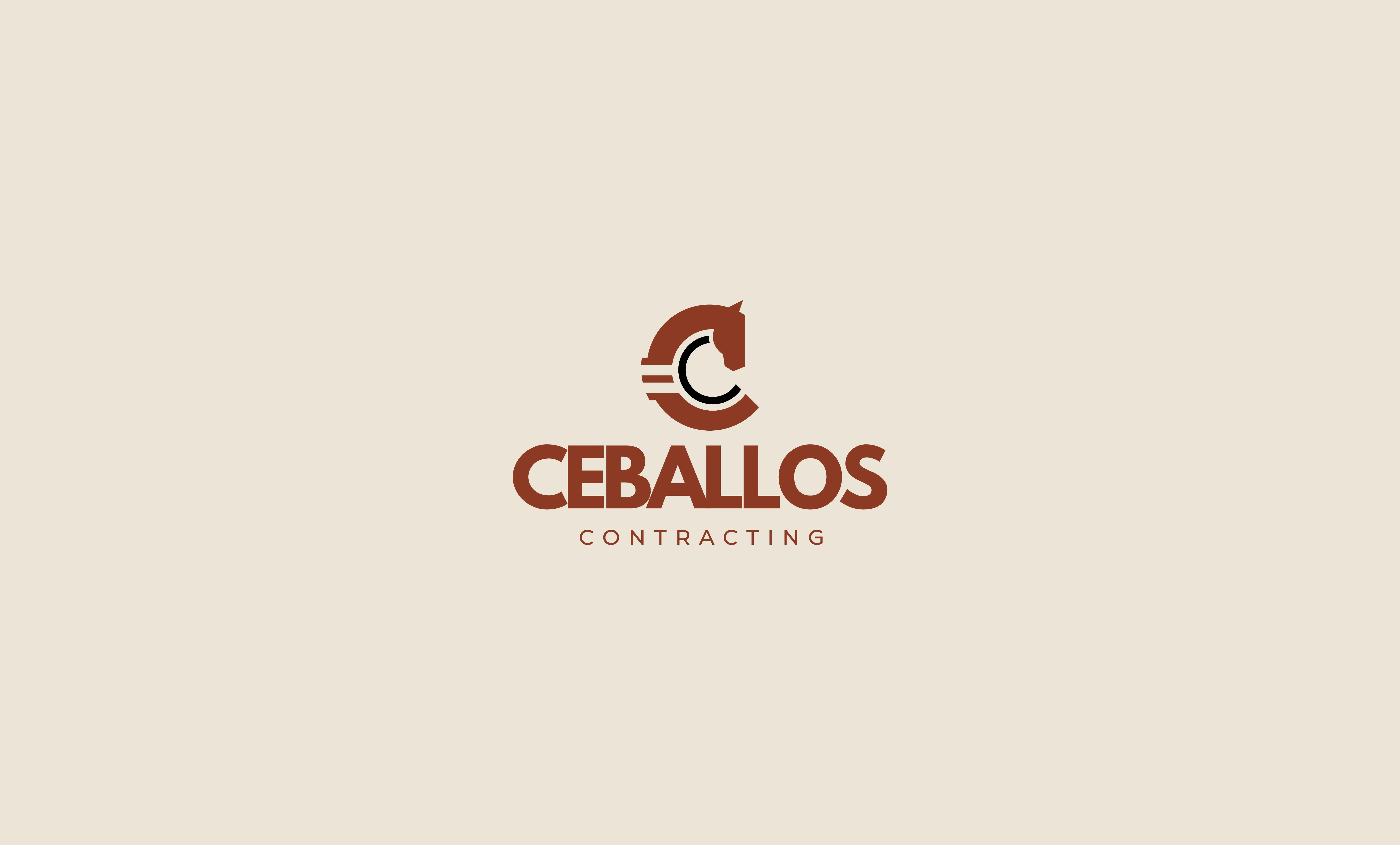 Ceballos Contracting logo on cream.