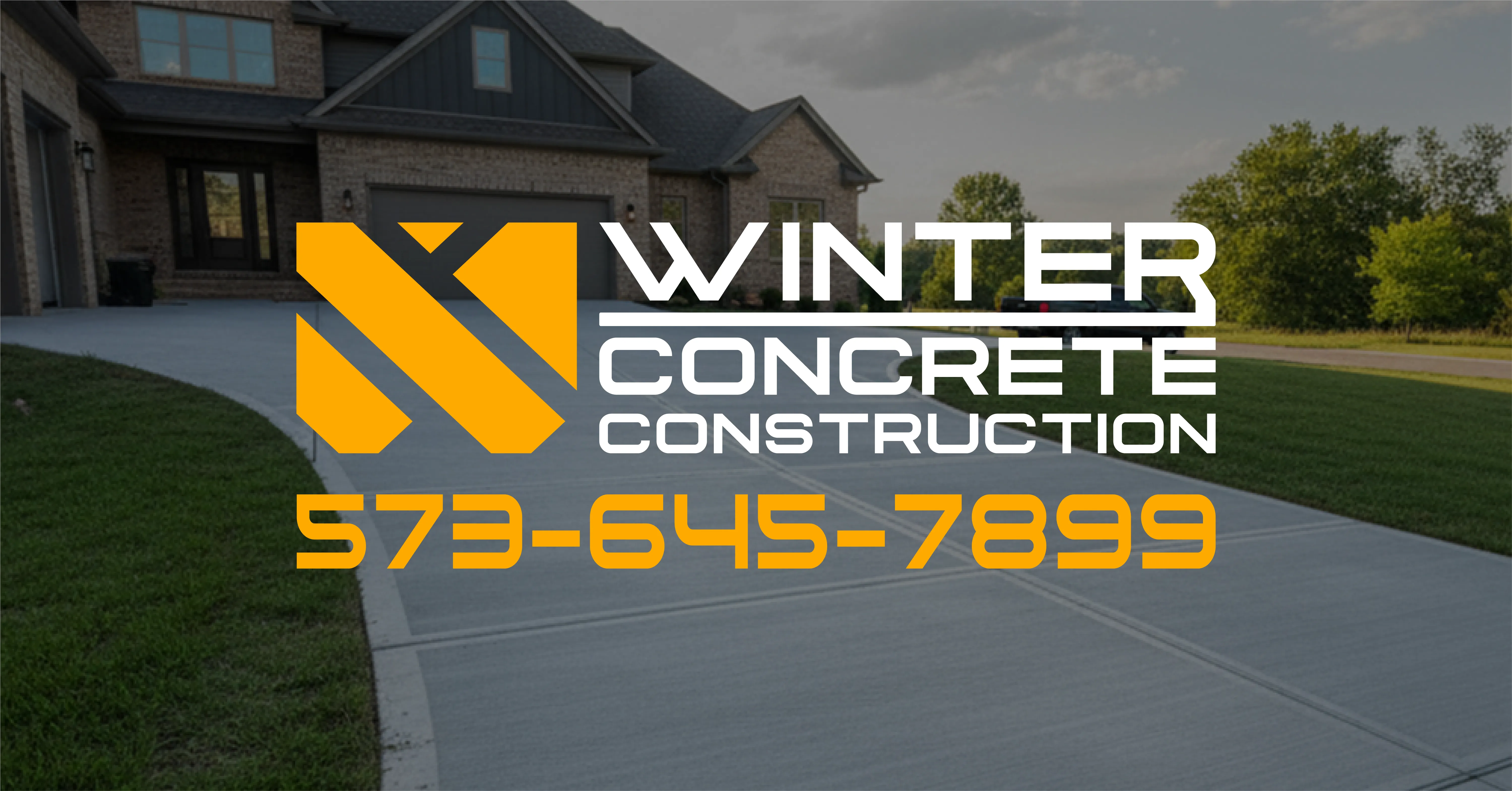 Winter Concrete yard sign with phone number.