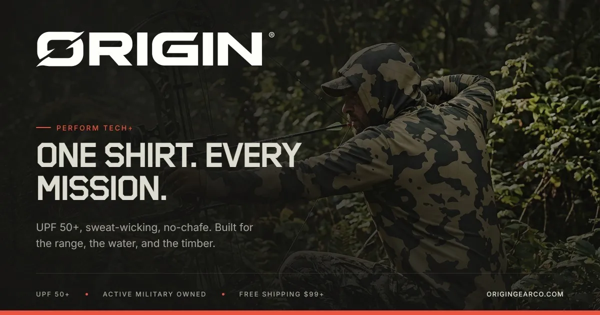 The Origin Gear Co. home page: "One shirt. Every mission."