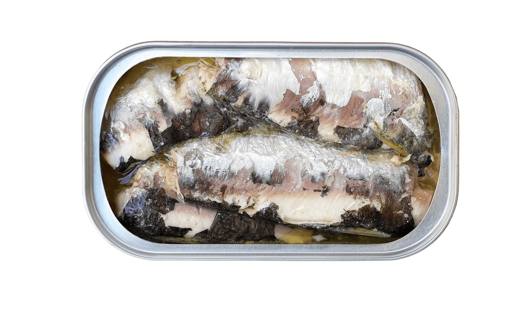 An open tin of Skin & Bone sardines.